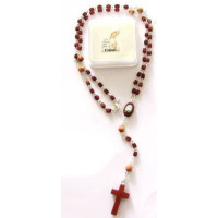{
  "text": "bicolor brown wooden rosary (with clasp)"
}