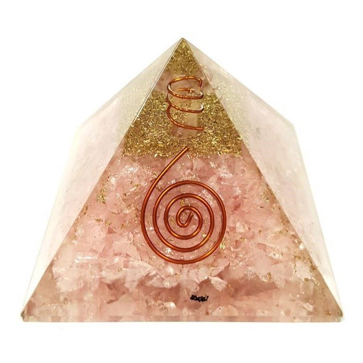 pirâmide orgonite quartzo rosa – 7 x 7