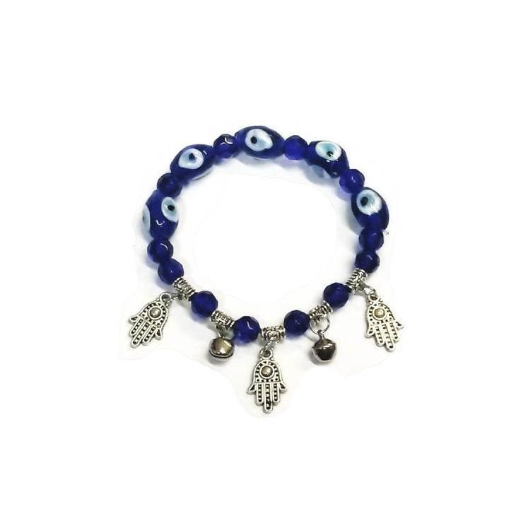 Pulseira olho turquia - 3 mãos de fatima