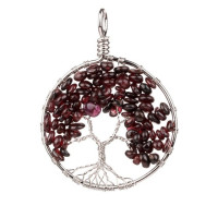 {
  "text": "Tree of life pendant - garnet"
}