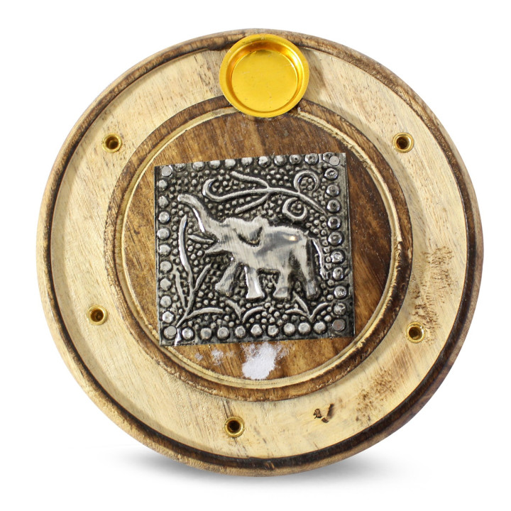 Queimador de incenso madeira e prata (elefante)