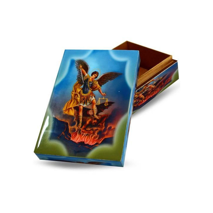 Caixa Madeira Arcanjo Miguel 15x10cm