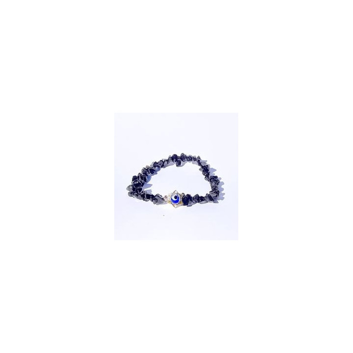 {
  "product_name": "Black Tourmaline and Turkey Eye Bracelet - Chip"
}
