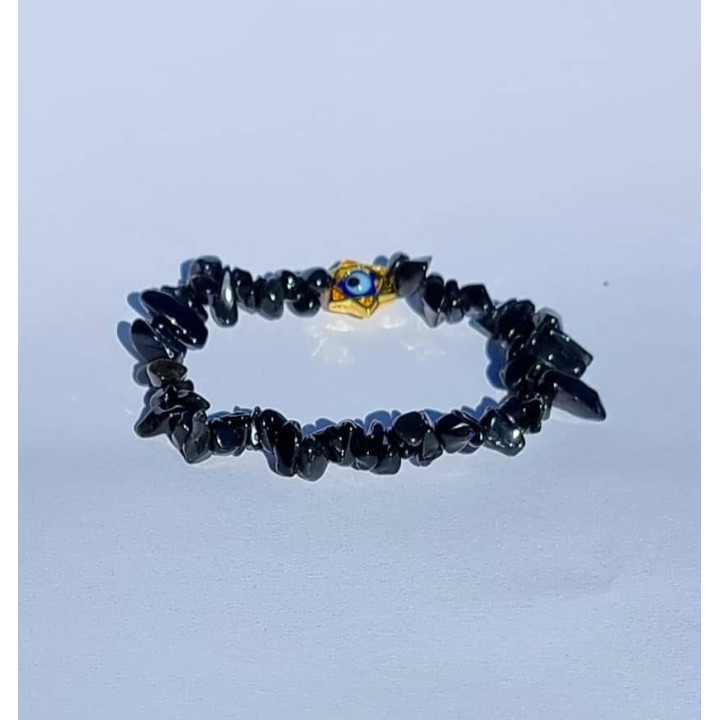 Pulseira Turmalina Negra e Olho Turquia - Chip