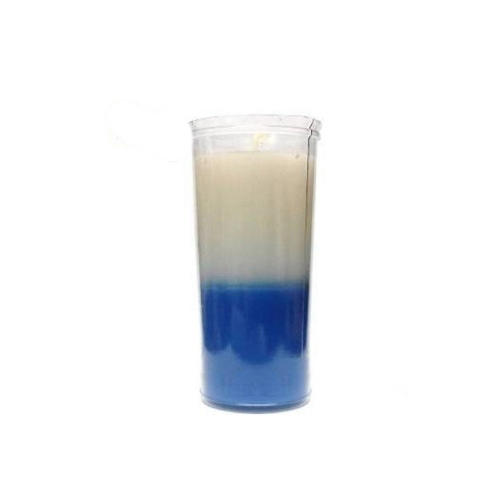 vela copo plastico branca e azul