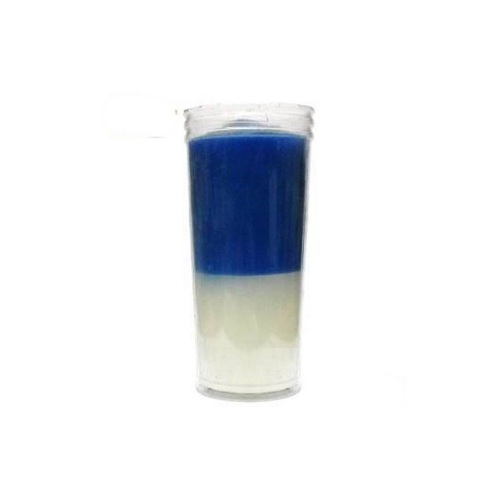 {
  "product_name": "Blue and White Plastic Candle Holder"
}