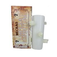 {
  "text": "7 wick white veil - spiritual cleansing - candle"
}