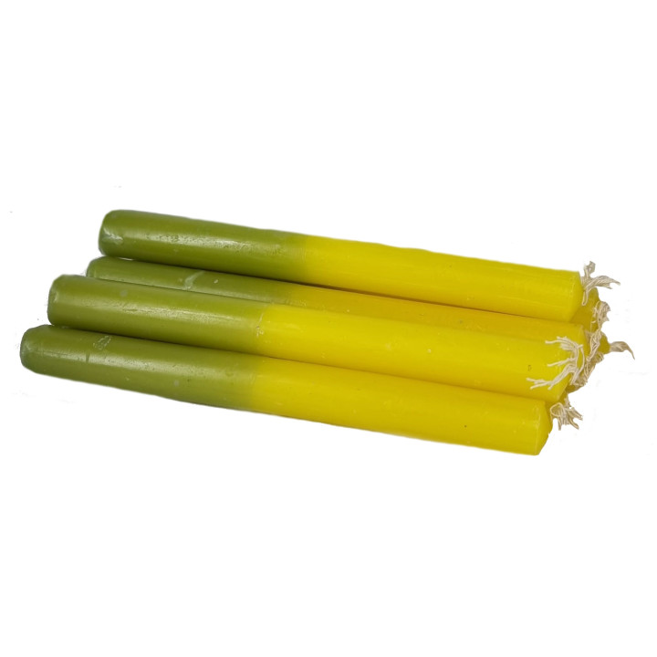 {
  "text": "10 yellow and green candles (15×15)"
}