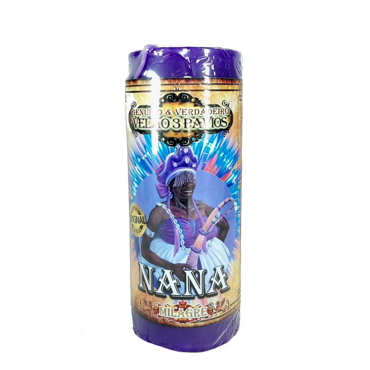 {
  "text": "3-wick orixá candle – náná"
}