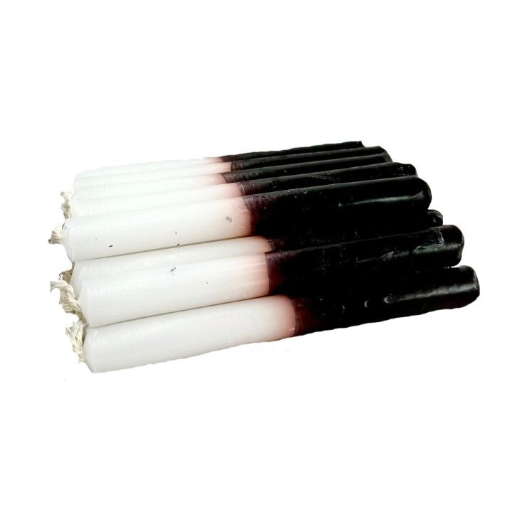 {
  "text": "kg white and black candles (15x15)"
}