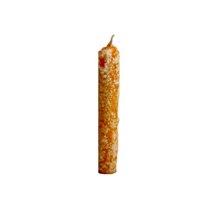 {
  "text": "Orange candle with salt"
}